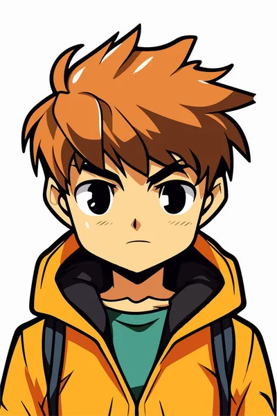 Giovane Uomo Stile Anime Personaggio Vettore Illustrazione Design Manga Anime — Vettoriale Stock