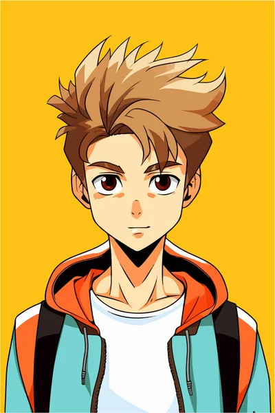 Giovane Uomo Stile Anime Personaggio Vettore Illustrazione Design Manga Anime — Vettoriale Stock