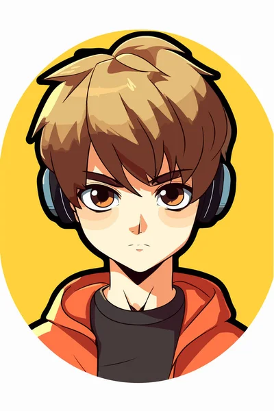 Junger Mann Anime Stil Charakter Vektor Illustration Design Manga Anime — Stockvektor