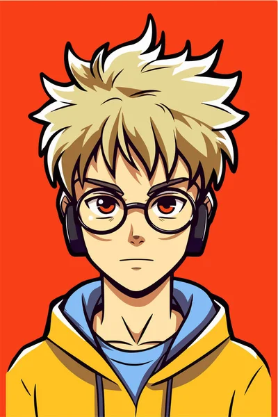 Jovem Homem Anime Estilo Personagem Vetor Ilustração Design Manga Anime — Vetor de Stock