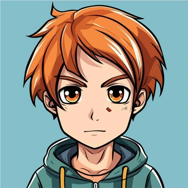 Portrait Boy Orange Face Cartoon Character — Stock Vector