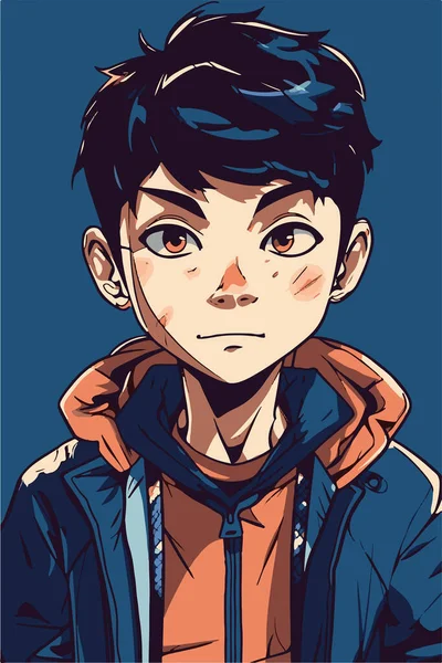 Jovem Homem Anime Estilo Personagem Vetor Ilustração Design Manga Anime  imagem vetorial de nadunprabodana© 662472144