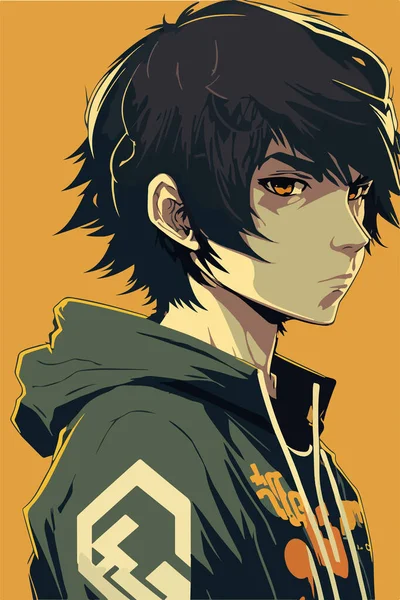 Desenho de ilustração vetorial de personagem de estilo anime jovem manga  anime boy