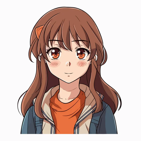 Anime Manga Chica Retrato Vector Ilustración — Archivo Imágenes Vectoriales