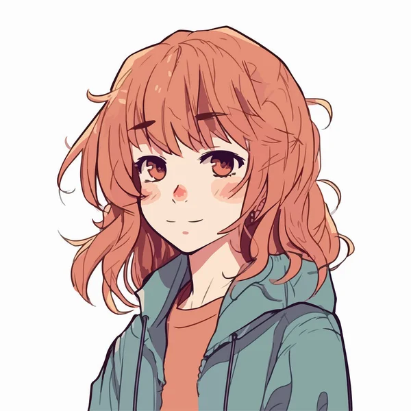 Cute Girl Red Hair Cartoon Character Vector Illustration — Stock Vector