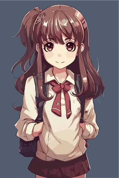 Leuk Anime Meisje Cartoon Anime Stijl Meisje Anime Manga Meisje — Stockvector