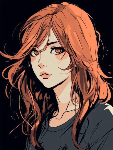 Vektor Illustration Eines Mädchens Mit Langen Haaren Und Rotem Kleid — Stockvektor