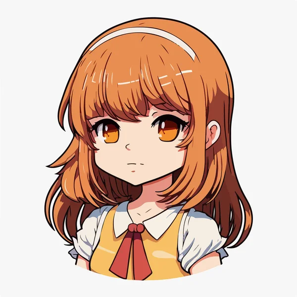 Anime Manga Stijl Meisje Karakter Portret Cartoon Vector Illustratie — Stockvector