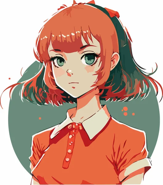 Fille Style Anime Anime Anime Portrait Personnage Illustration Vectorielle — Image vectorielle