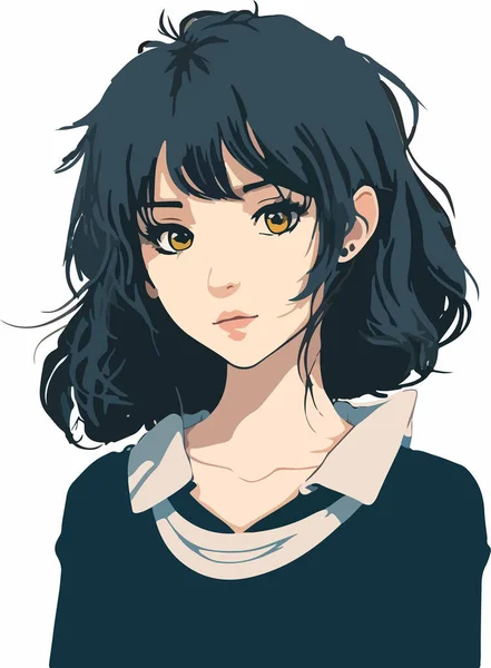 Młoda Piękna Dziewczyna Anime Dziewczyna — Wektor stockowy