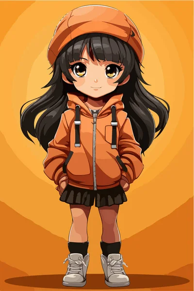 Chica Joven Anime Estilo Carácter Vector Ilustración Diseño Manga Chica — Vector de stock