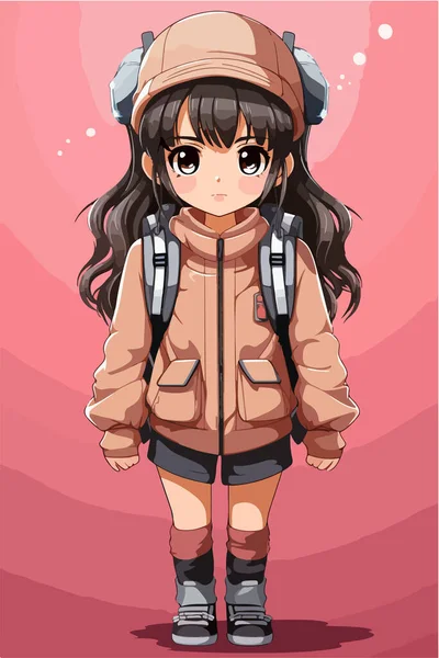 Mladá Dívka Anime Styl Charakter Vektor Ilustrační Design Manga Anime — Stockový vektor