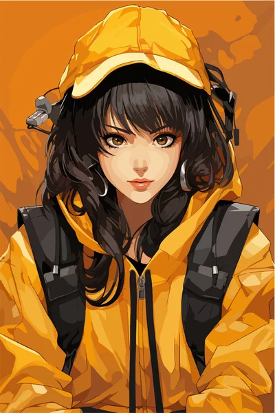 Young Girl Anime Style Character Vector Illustration Design Manga Anime — Stock Vector
