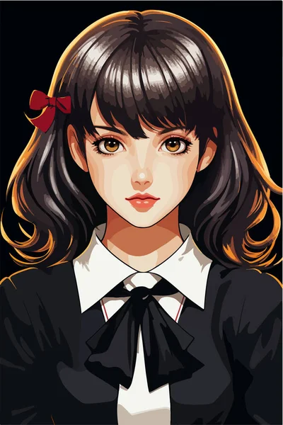 Anime Menina Mangá Retrato — Vetor de Stock