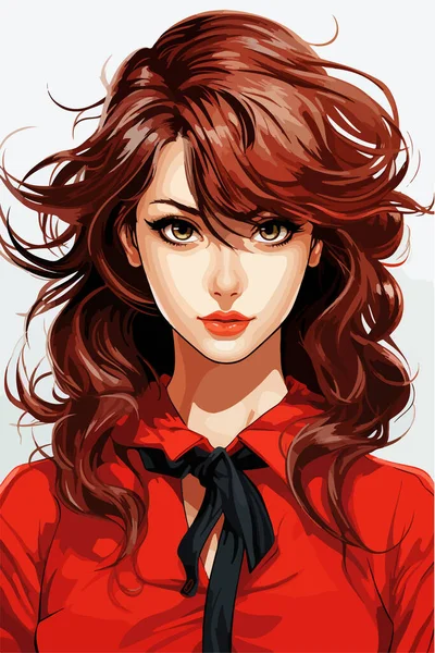 Jovem Menina Anime Estilo Personagem Vetor Ilustração Design Manga Anime — Vetor de Stock