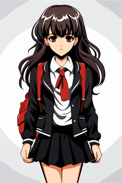 Chica Joven Anime Estilo Carácter Vector Ilustración Diseño Manga Chica — Archivo Imágenes Vectoriales