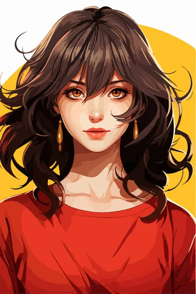Dessin Illustration Vectoriel Personnage Style Anime Jeune Fille Manga Anime — Image vectorielle