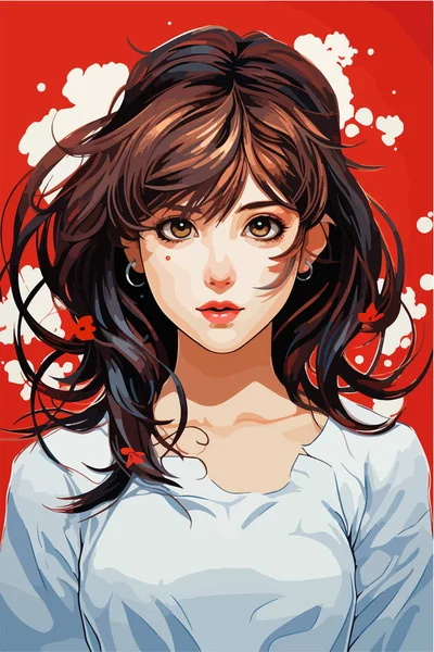Junges Mädchen Anime Stil Charakter Vektor Illustration Design Manga Anime — Stockvektor