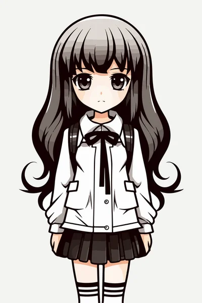 Anime Anime Dívka Kreslené — Stockový vektor