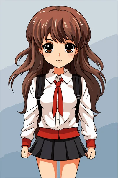 Anime Manga Dziewczyna Kreskówka Postać Wektor Ilustracja — Wektor stockowy