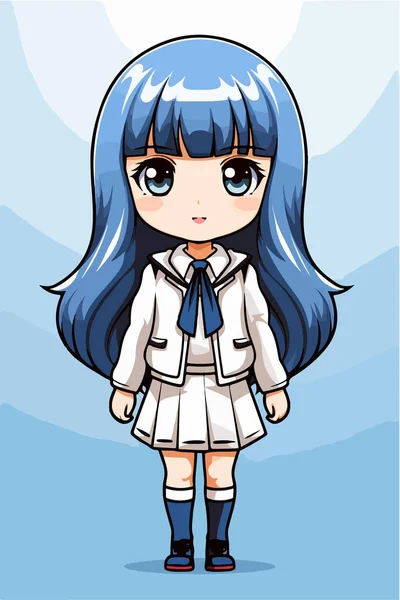 Niedlich Anime Student Girl Charakter — Stockvektor