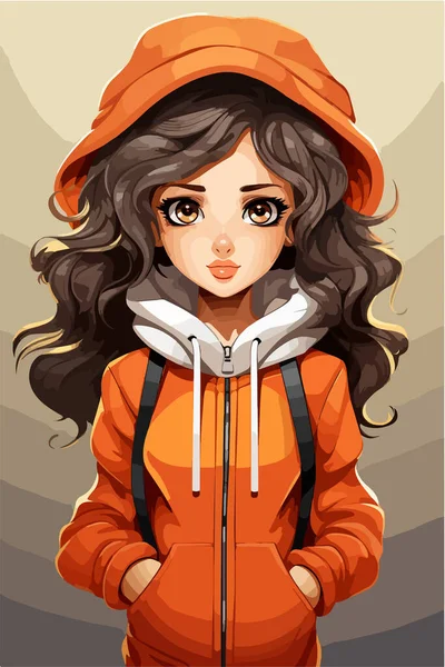 Cute Young Girl Cartoon Character — Stock Vector