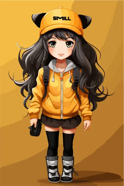 Meisje Gele Outfit — Stockvector