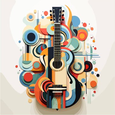 Renkli gitarlı müzik festivali posteri