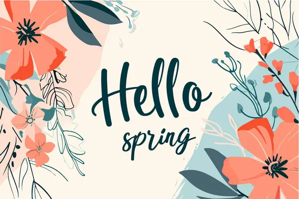 Hallo Frühling Vektorflorales Banner — Stockvektor