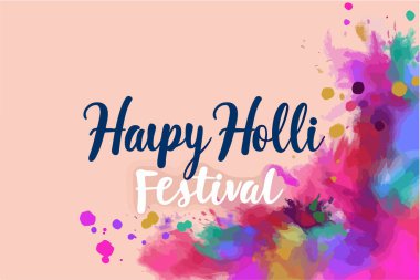 Renkli ve soyut arkaplanlı Holi festivali afişi