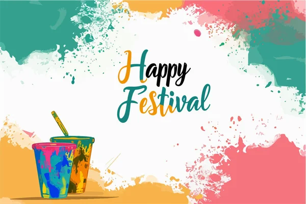 Glücklich Holi Festival Banner Design — Stockvektor