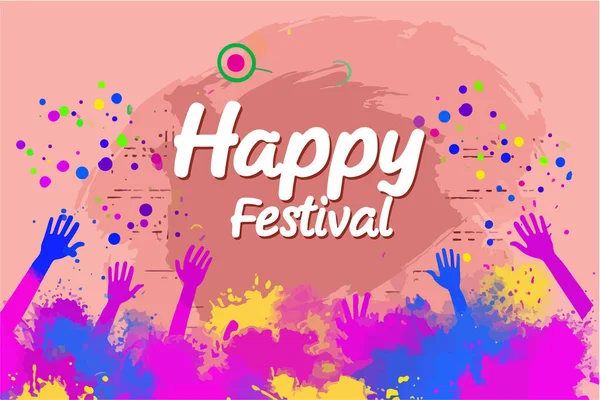 Feliz Festival Holi Festival Feliz — Vetor de Stock