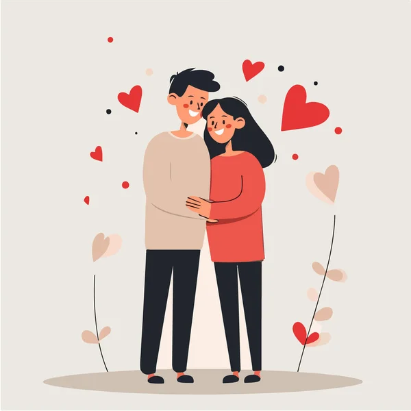 Couple Homme Femme Avec Amour Fleurs Forme Coeur Vecteur Illustration Vecteur En Vente