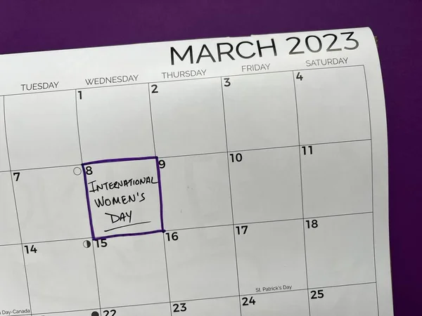 Kalendererinnerung Zum Internationalen Frauentag März Ist Ein Globaler Tag Der — Stockfoto