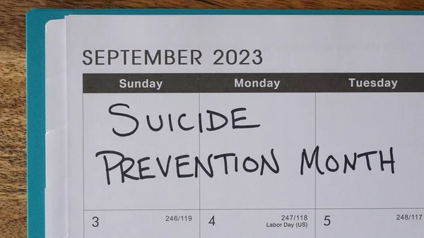 Mes Prevención Del Suicidio Marcado Calendario Septiembre 2023 —  Fotos de Stock