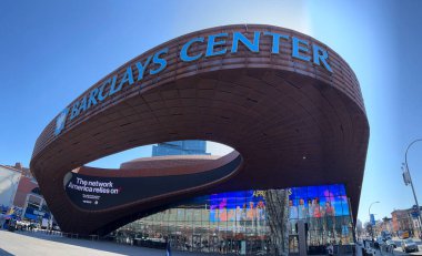 Exterior of the Barclays Center in Brooklyn, where NBA and WNBA games are played. clipart
