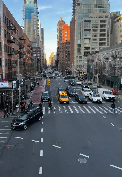 Vista Aérea Ruas Movimentadas Cidade Lado Leste Manhattan — Fotografia de Stock