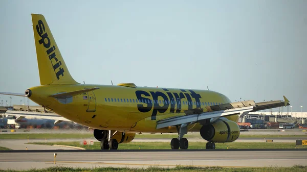 Chicago Eua Julho 2023 Spirit Airlines Taxias Airbus A320 Pista — Fotografia de Stock