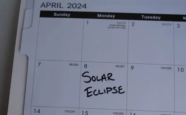 Calendar reminder about the solar eclipse on Monday, April 8, 2024