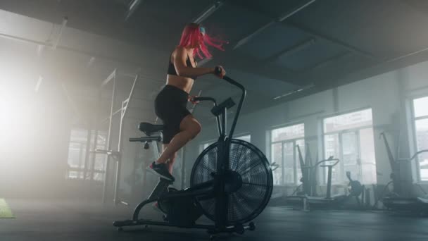 Female Athlete Burning Calories Intensive Cardio Workout Caucasian Woman Her — Video Stock