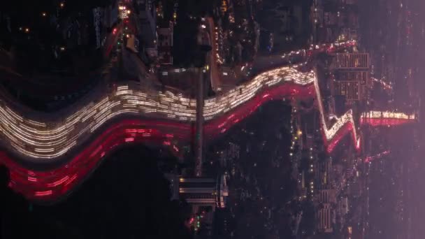 Vertical Oriented Mobile Content Night Illuminated Los Angeles City Rush — Stockvideo