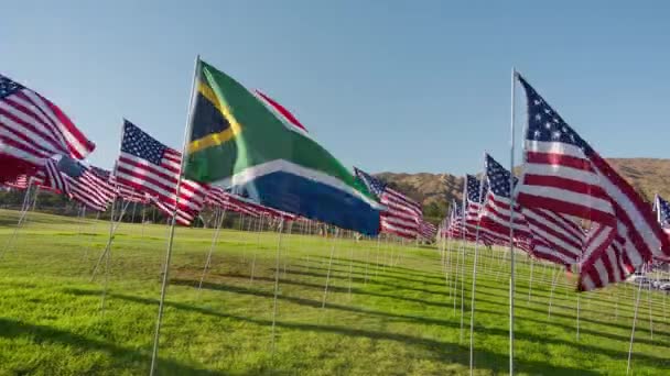 Red Camera High Quality Footage Flag South Africa Waving Wind — Vídeos de Stock