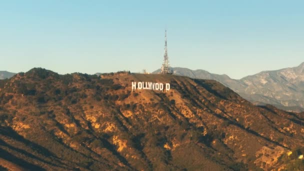 Los Angeles Hollywood Sign Aerial Shot Drone West Coast California — ストック動画