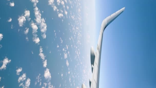Uçak Uçuşunun Dikey Mobil Içeriği Bulutların Üzerinde Uçan Uçağın Kanatları — Stok video