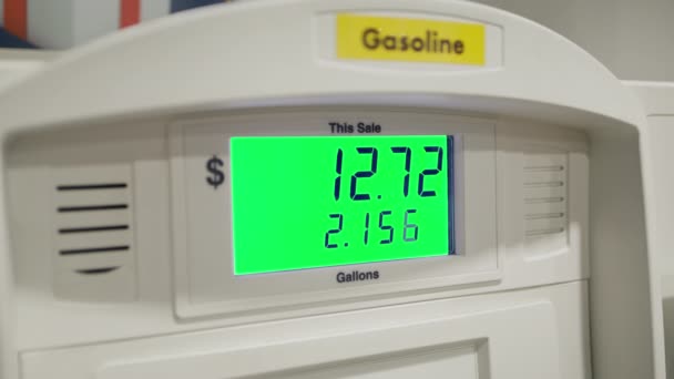 Tiro Close Dígitos Mudando Cada Segundo Posto Gasolina Quando Veículo — Vídeo de Stock