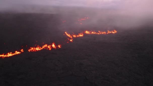 Epic Cinematic Aerial Black Frozen Lava Field Tropical Hawaii Island — Stock Video