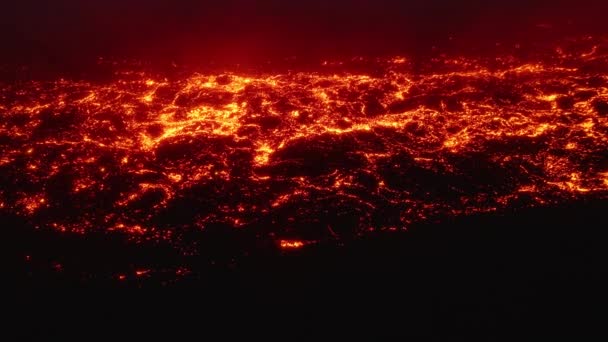 Impresionante Vista Aérea Del Río Lava Volcánica Líquido Rojo Caliente — Vídeo de stock
