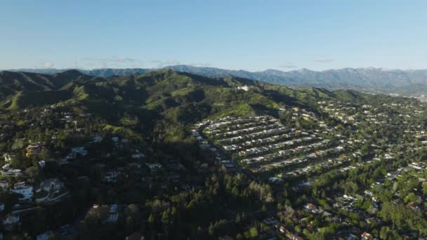 Drohnenaufnahmen Von Villen Auf Den Hollywood Hills Los Feliz Los — Stockvideo