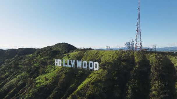 Los Angeles Kalifornien Usa März 2023 Hollywood Schild Mit Skyline — Stockvideo