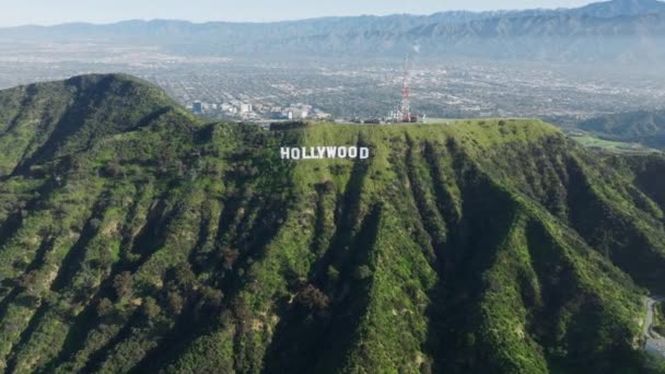 Лос Анджелес Історична Столиця Голлівудського Кінематографу Бербанком Задньому Плані Вище — стокове відео